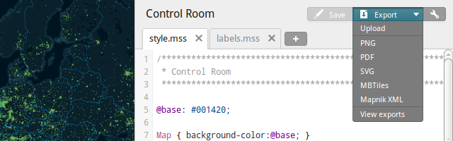 TileMill export menu